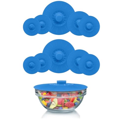 HASTHIP® 10Pcs Silicone Lids for Bowls 5 Sizes Reusable Microwave Safe, Food Grade Silicone Lid Cover Durable Heat Resistant Silicon Lids for Bowls, Pots, Pans, Dishes, Cans - Blue HASTHIP® 10Pcs Silicone Lids for Bowls 5 Sizes Reusable Microwave Safe, Food Grade Silicone Lid Cover Durable Heat Resistant Silicon Lids for Bowls, Pots, Pans, Dishes, Cans - Blue